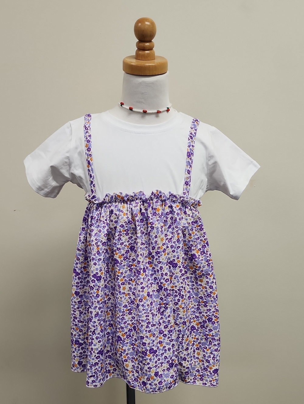 SHEIN Girls Purple Floral Faux Layered Dress Size 6/7